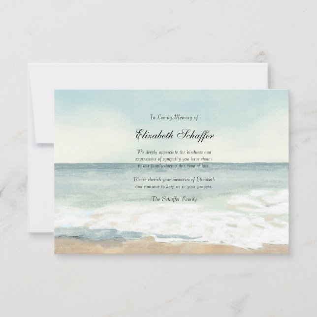 Beach Funeral Thank You Card (Front)