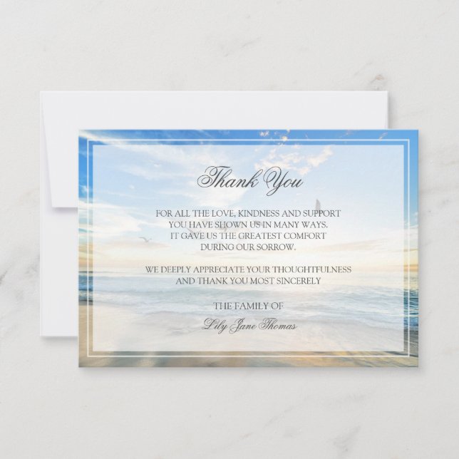 Beach Funeral Thank You Card | Memorial Card (Front)