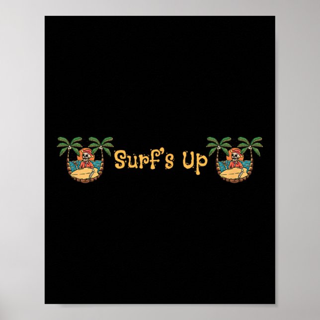 Beach Funny Sun Surfing Skeleton Jacksonville Beac Poster (Front)