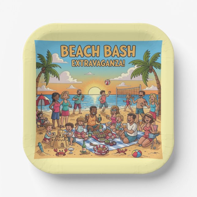 Beach Gathering Paper Plate (Front)
