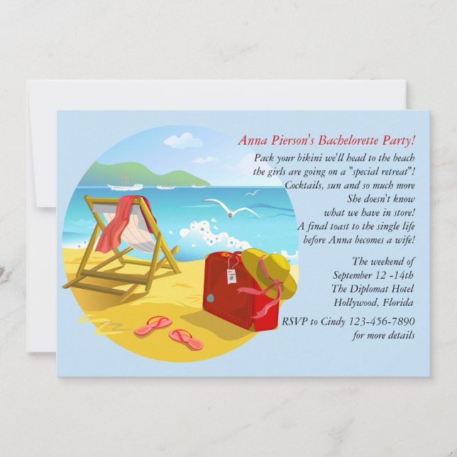 Beach Get-Away Bachelorette Party Invitation (Front)