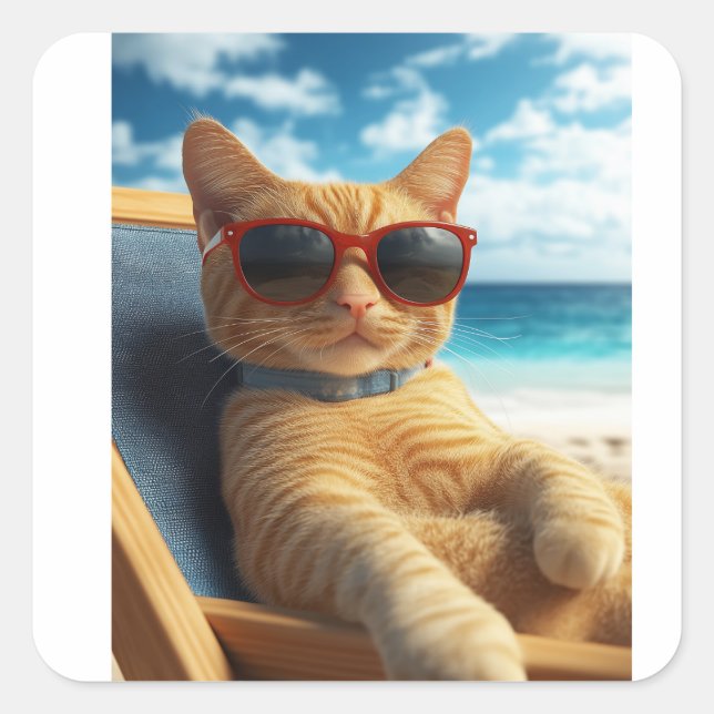 BEACH GINGER CAT  STICKERS (Front)