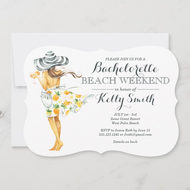 Beach Girl Bachelorette Party Invitation (Front)