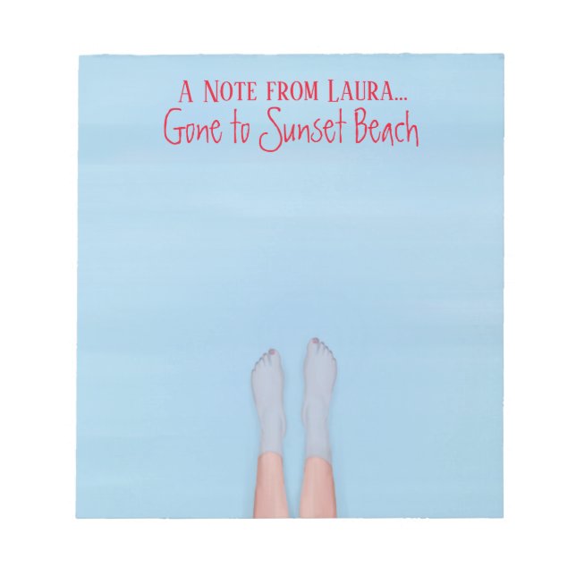 Beach Girl Personalised Cool Lake Ocean Cabin Notepad (Front)