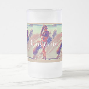Beach Girl Thunder_Cove Frosted Glass Beer Mug