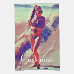 Beach Girl Thunder_Cove Tea Towel