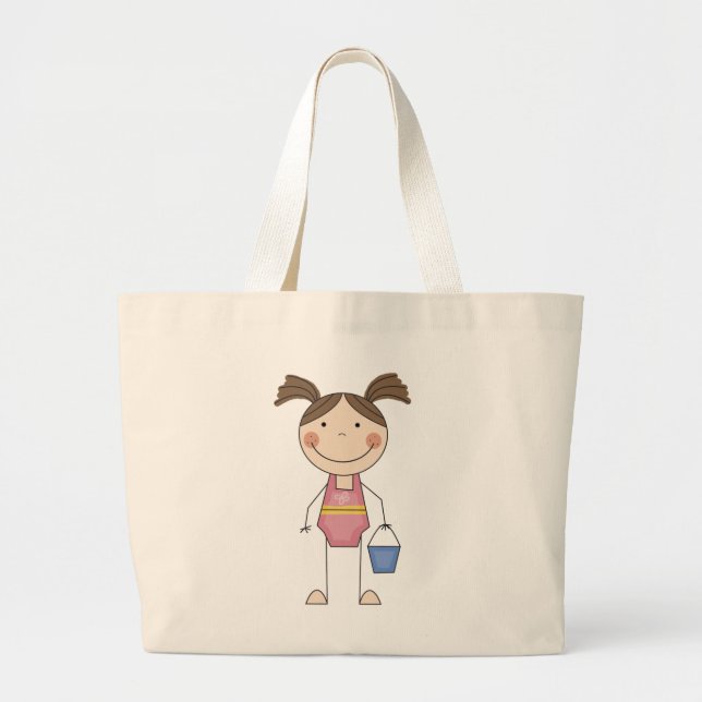 Beach Girl with Bucket Tshirts and Gifts Large Tote Bag (Front)