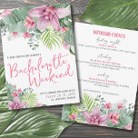 Beach Girls Weekend Bachelorette Party Invitation<br><div class="desc">Tropical Beach Girls Weekend Bachelorette Party Invitation. Celebrate the bride to be in style with this girly tropical beach destination bachelorette invite. Whether you are going to Miami, Hawaii, Palm Springs, Mexico, Vegas, or just celebrating with a tropical vibe at home, this one is for you! With pink and green...</div>