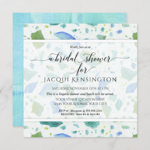 Beach Glass Modern Terrazzo Retro Bridal Shower  Invitation