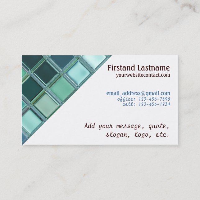 Beach Glass Mosaic Tile Art Business Card (Back)