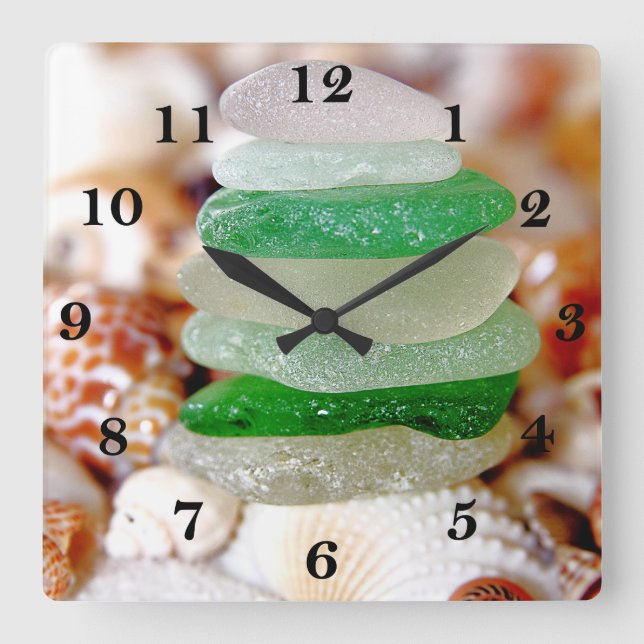 Beach Glass Square Wall Clock (Front)