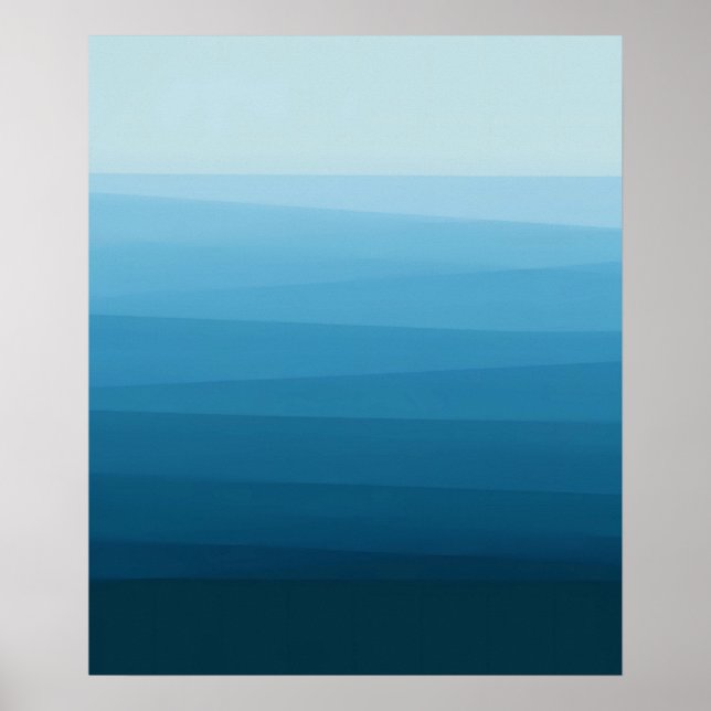  Beach Glass Watercolor Sea Gradient Colour Block Poster (Front)