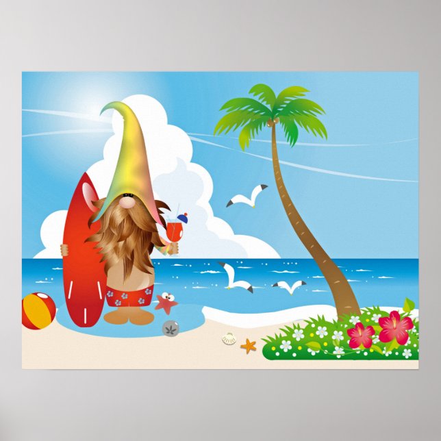 Beach Gnome Art Poster (Front)