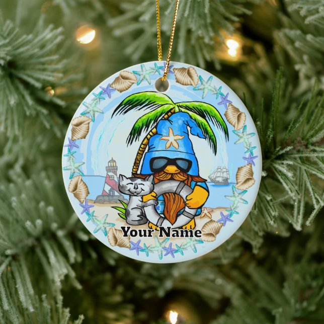 Beach gnome ceramic tree decoration (Tree)