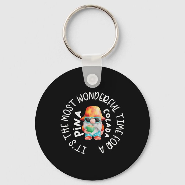 Beach Gnome Christmas Tail Pina Colada  Key Ring (Front)