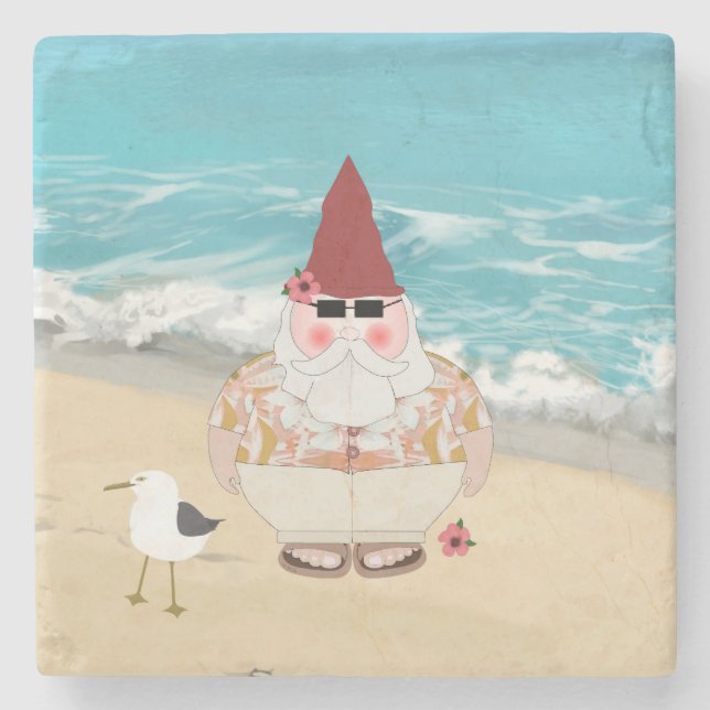 Beach Gnome Stone Coaster (Front)