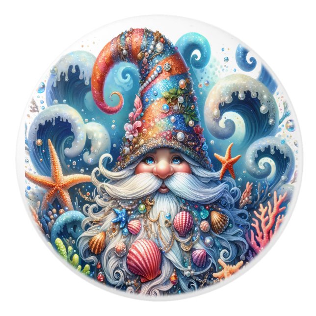 Beach Gnomes  Ceramic Knob (Front)