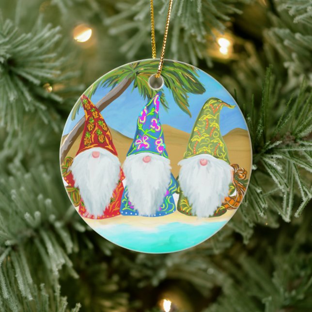 BEACH GNOMES   CERAMIC TREE DECORATION (Tree)