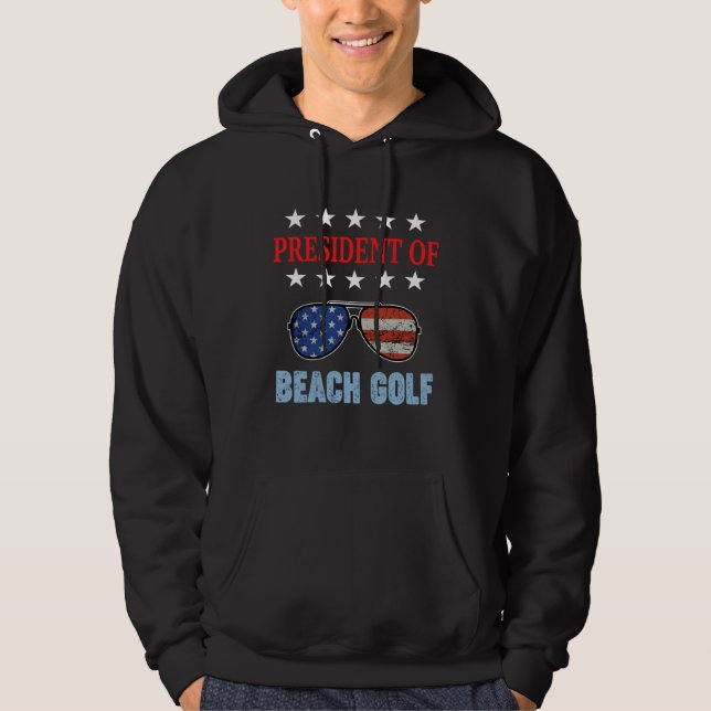 Beach Golf Accessories  USA Flag Beach Saying Hoodie (Front)
