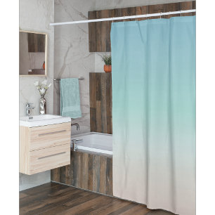 Beach Gradient   Turquoise Modern Minimalist Shower Curtain