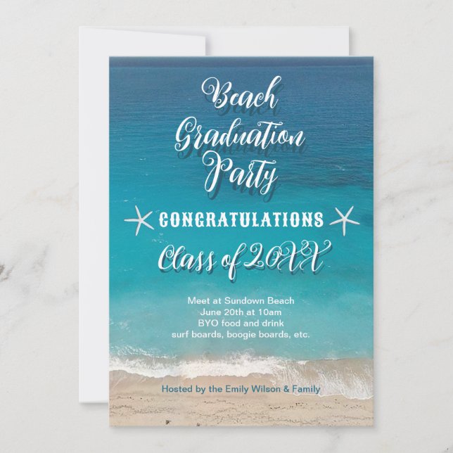 Beach Graduation Party for Class Invitation (Front)