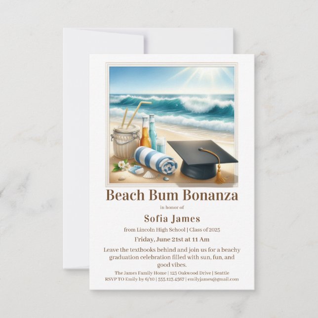 Beach Graduation Party Invitation (Front)