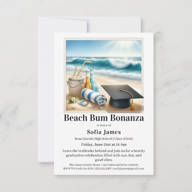 Beach Graduation Party Invitation (Front)