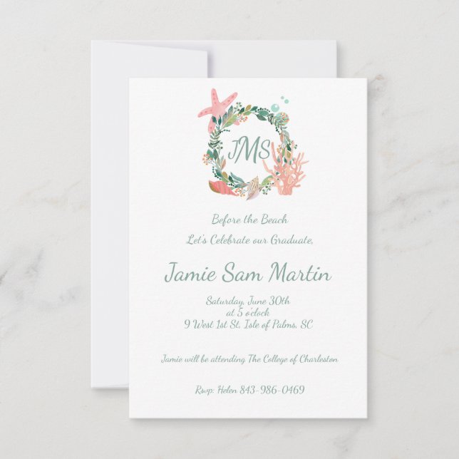 Beach Graduation Party Invite | Announcement  (Front)