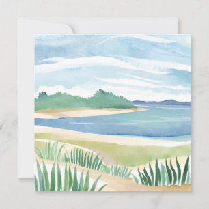 Beach Grass Bay Watercolor Ocean Coastal Sea Card