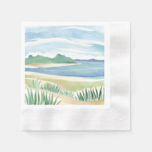 Beach Grass Bay Watercolor Ocean Coastal Sea Napkin