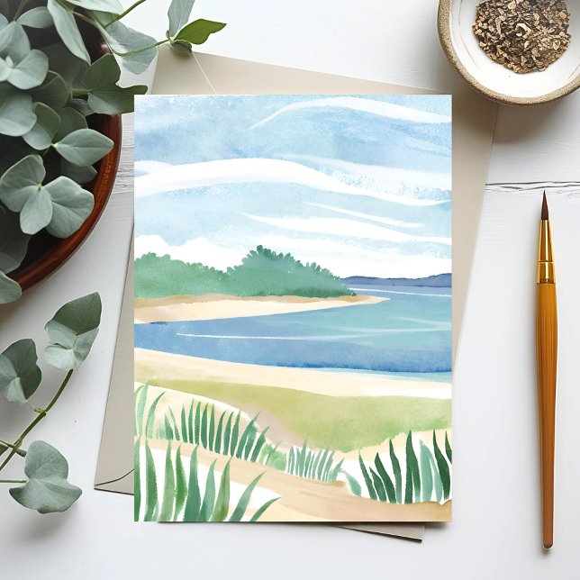 Beach Grass Bay | Watercolor Ocean Coastal Sea Postcard (Creator Uploaded)