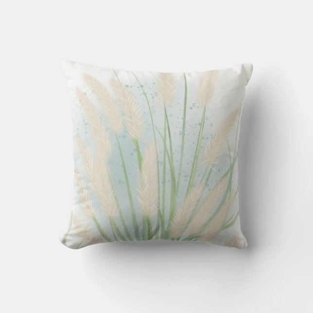 Beach Grass Watercolor Cushion (Front)