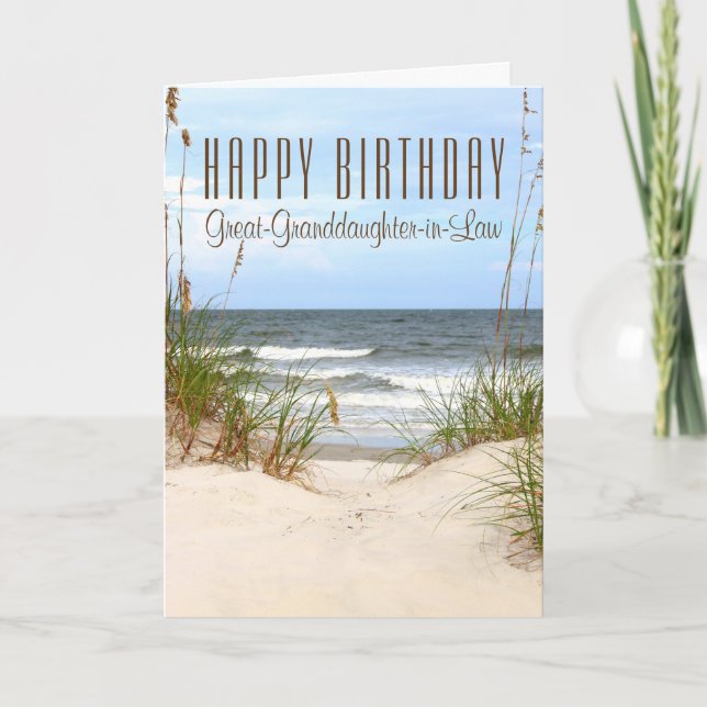 Beach Great-Granddaughter-in-Law Birthday Card (Front)