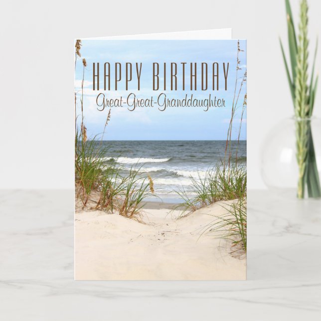 Beach Great-Great-Granddaughter Birthday Card (Front)