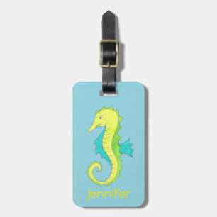 Beach Green Blue Seahorse Sea Horse Personalised Luggage Tag
