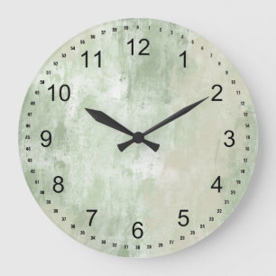 Beach Green Cream Sand abstract Large Clock