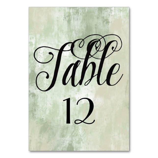 Beach Green Cream Sand abstract table number (Front)