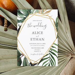 Beach Greenery Script Wedding Invitation