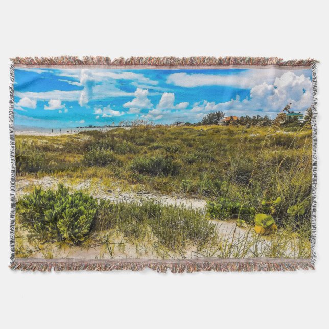 Beach Greens Throw Blanket (Front)