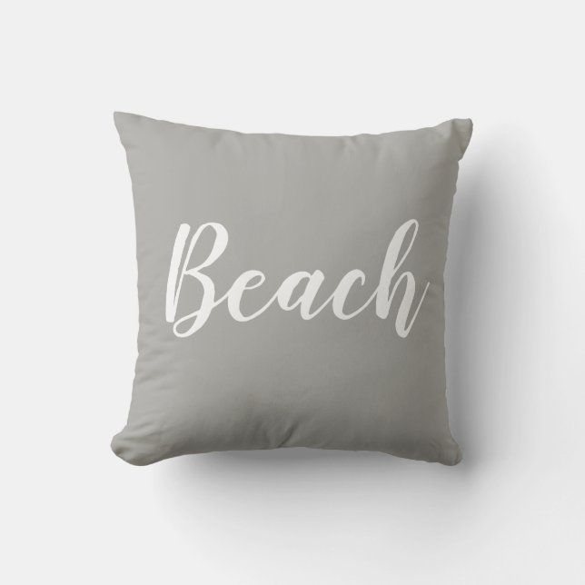 Beach Grey White Throw Pillow (Front)