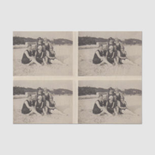 Beach Group 1920 Vintage Photograph Tissue Paper