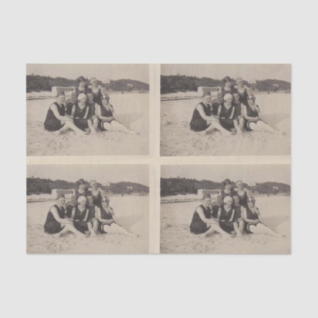 Beach Group 1920 Vintage Photograph Tissue Paper (Front)