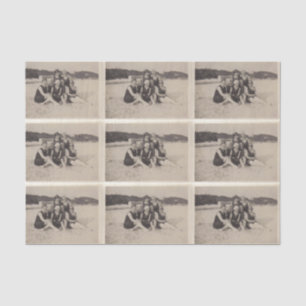 Beach Group 1920 Vintage Photograph Tissue Paper