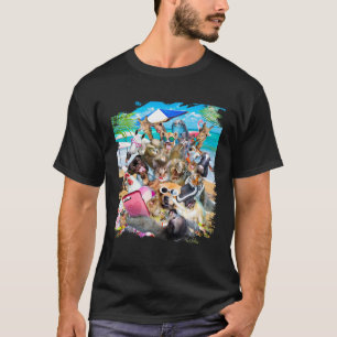 Beach Group Selfie Sloth Pug Cat Chicken Dog Unico T-Shirt