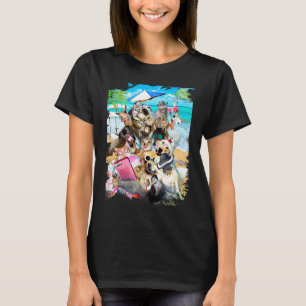 Beach Group Selfie Sloth Pug Cat Llama Dog Alpaca T-Shirt