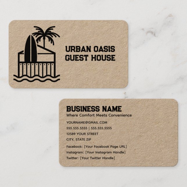 Beach Guest House Premium Kraft Business Card (Front/Back)