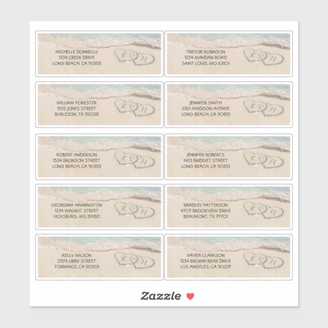 Beach Guests Name and Address Wedding Label (Sheet)