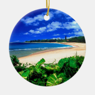 Beach Haena Kauai Hawaii Ceramic Tree Decoration