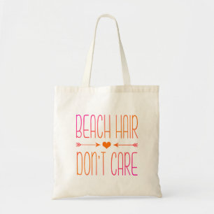 Beach Hair Don't Care Pink and Orange Tote Bag