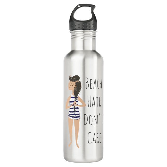 Beach Hair Don't Care Swimmer Illustration 710 Ml Water Bottle (Front)